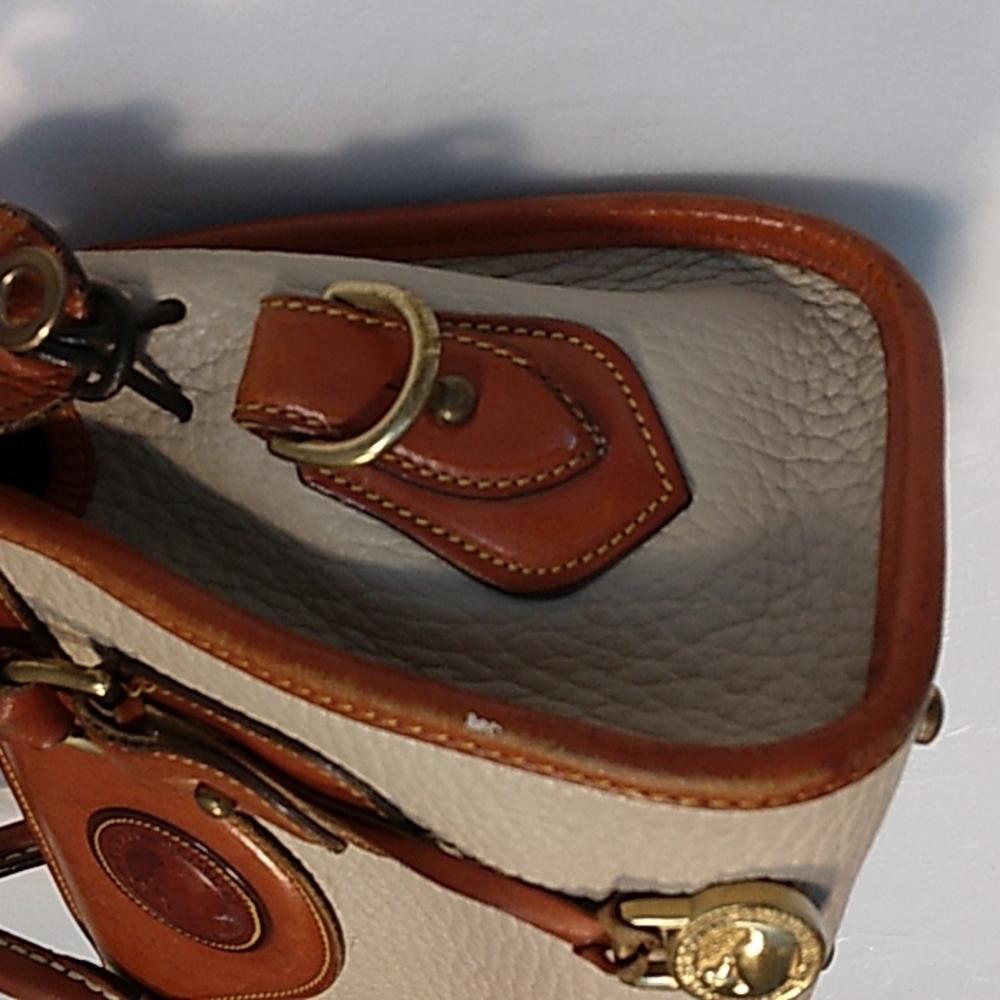 Dooney & Bourke Leather Gladstone Cream and Tan Satchel - Picture 4 of 16